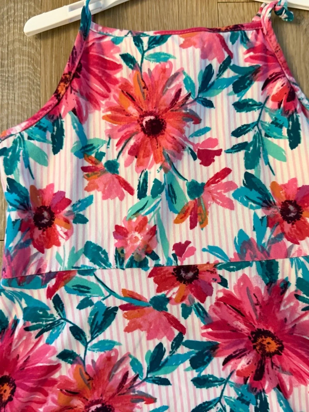 1st Kiss Girl's Size 7/8 Bright Pink Floral Polyester Blend Casual Sundress